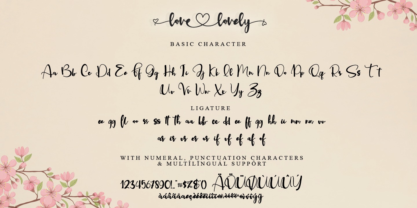 Beispiel einer Love Lovely Italic-Schriftart